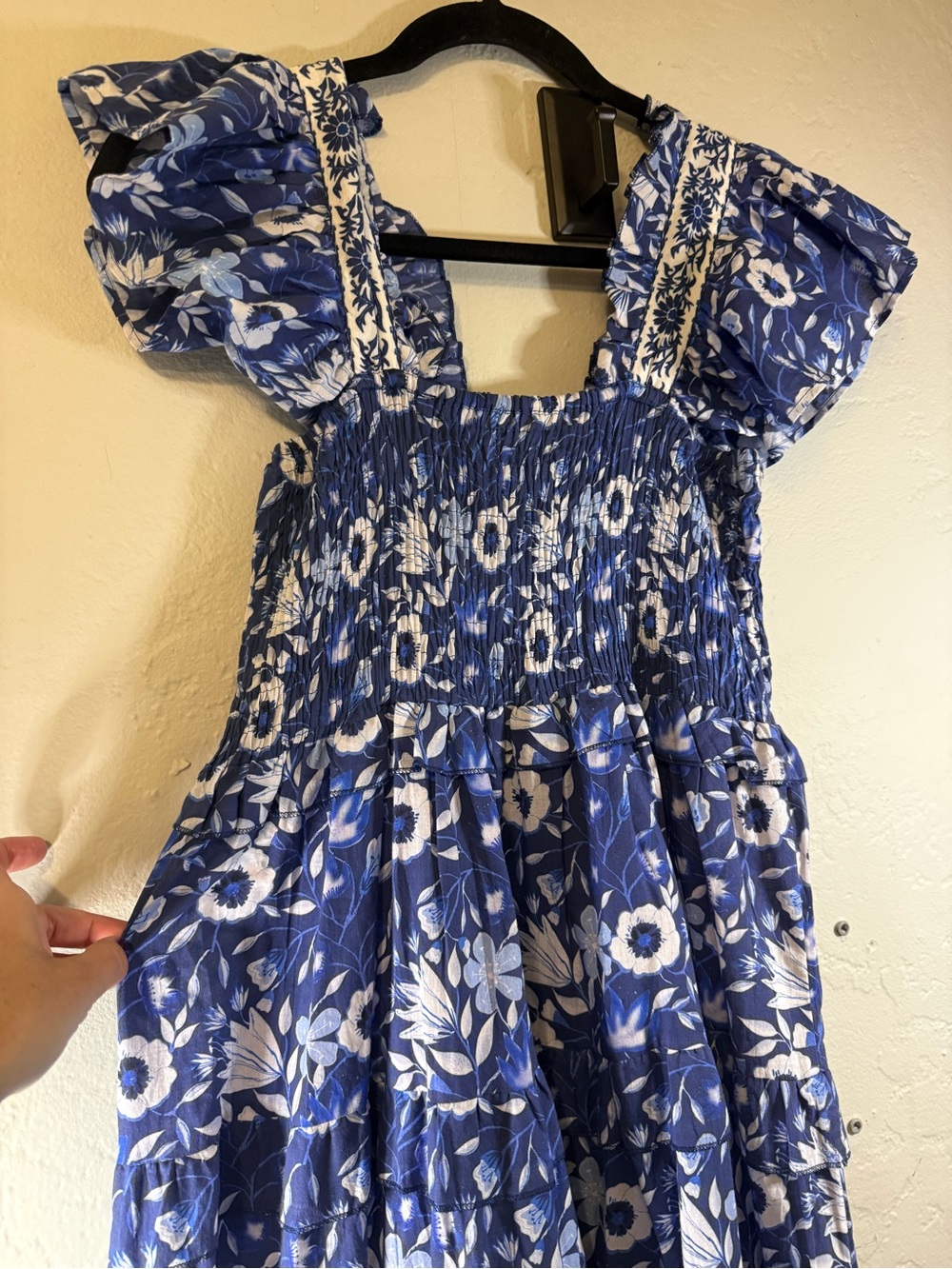Sohana Blue Floral Smocked Maxi Dress - Picture 7 of 9